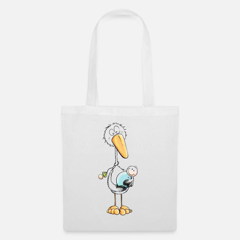 Storch bring Babyglück - Junge - Baby Geschenk - Stoffbeutel - Weiß