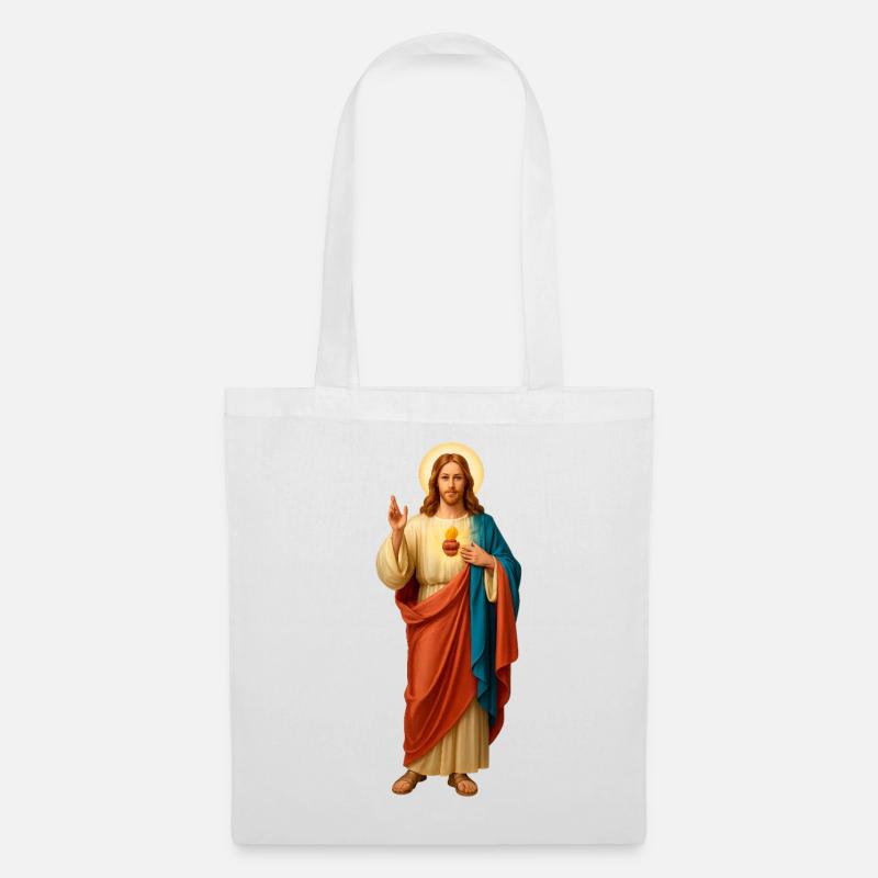 Jesus mit Brot Dreifarbige Gewänder - Stoffbeutel - Weiß