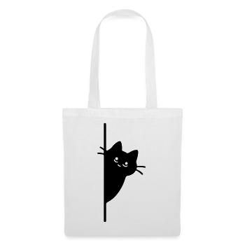 Hervorschauende Katze Symbol Schwarz - Stoffbeutel - Weiß - Vorne