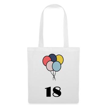 18. 18 ANS. 18e ANNIVERSAIRE. ANNIVERSAIRE 18 ANS. - Sac en tissu - blanc - Devant