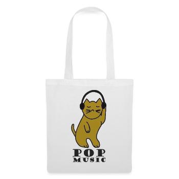 Cat DJ with headphones - Tote Bag - white - Front
