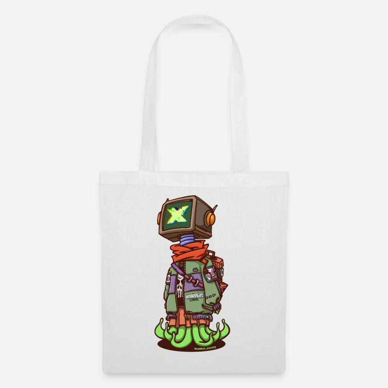 Neon X Robot Scout mit Flammenstiefeln - Stoffbeutel - Weiß