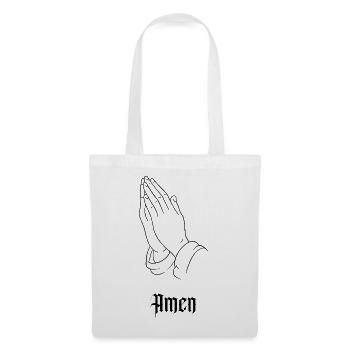 Amen – Betende Hände | Christliches Glaubensmotiv - Stoffbeutel - Weiß - Vorne