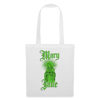 Mary Jane — Old School Weed, Joint & Mother Mary - Stoffbeutel - Weiß - Vorne
