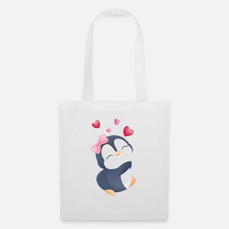 verliebter Pinguin - Stoffbeutel - Weiß