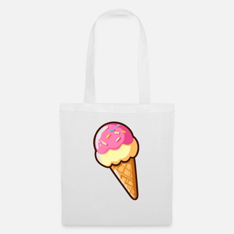 Erdbeer-Vanille-Eis - Stoffbeutel - Weiß