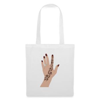Mains au henné dessinées à la main - Mehndi Art - Sac en tissu - blanc - Devant