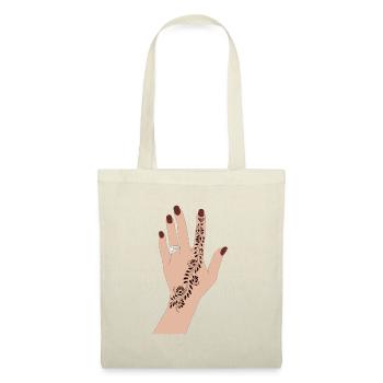 Mains au henné dessinées à la main - Mehndi Art - Sac en tissu - nature - Devant