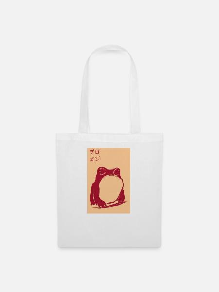 Frosch,poster, asiatisch, blau, stencil - Stoffbeutel - Weiß
