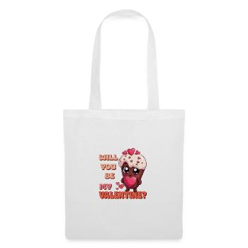 Chocolat Saint-Valentin - Serez-vous mon Valentin - Sac en tissu - blanc - Devant