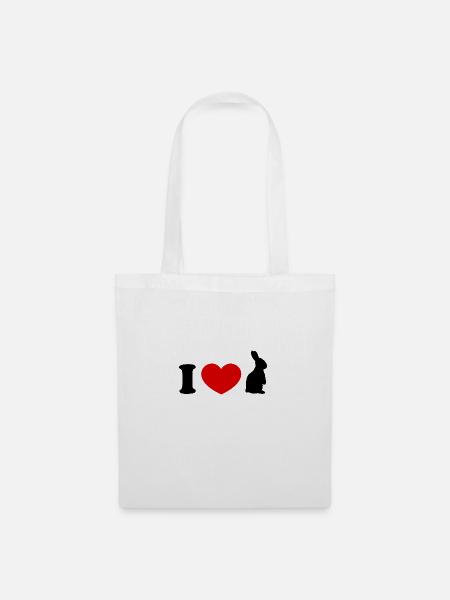 I love Ich liebe Ostern Hase Ostern Osterhase Deko - Stoffbeutel - Weiß