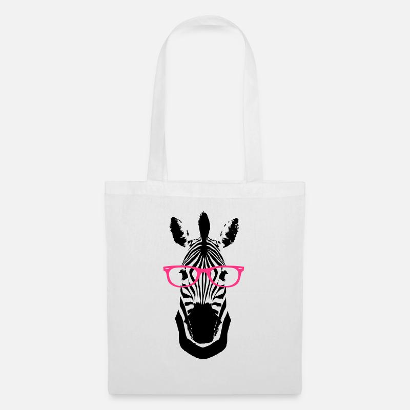 Zebra Brille Nerd - Stoffbeutel - Weiß
