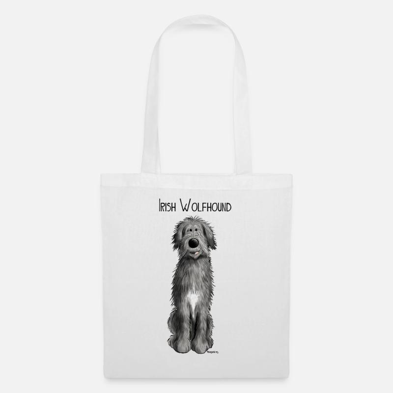 Funny Irish Wolfhound - comic - dog - cartoon - Tote Bag - white