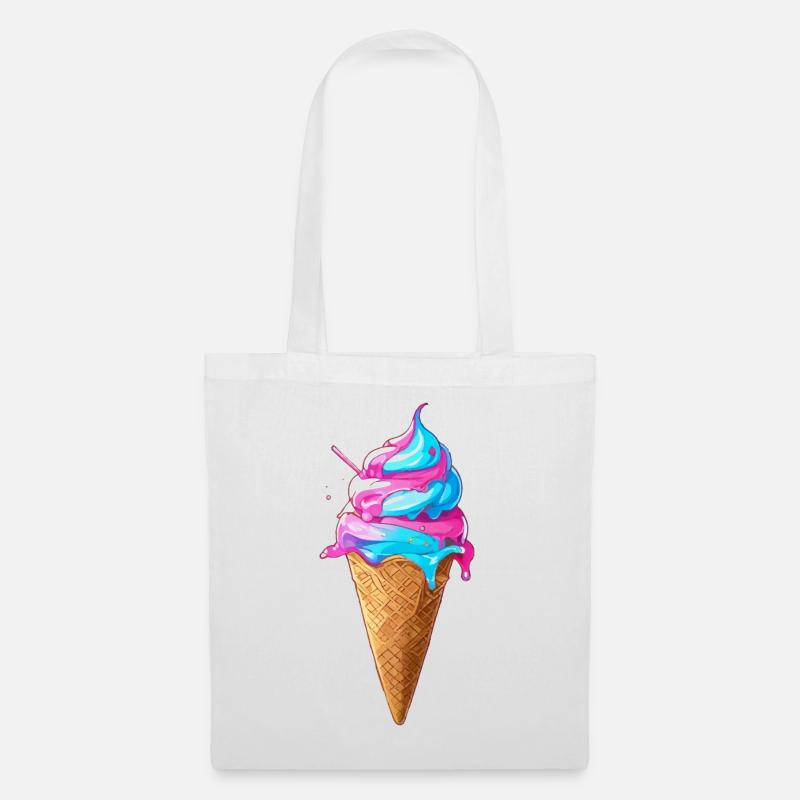 Lecker Eiscreme | Synthwave Eistüte - Stoffbeutel - Weiß