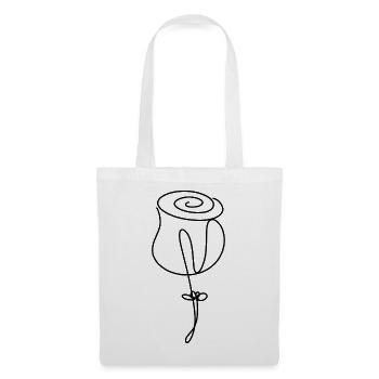 Fleur de rose minimaliste dessinée à la main - Sac en tissu - blanc - Devant