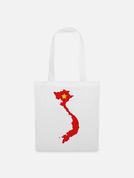 Vietnam-Karte mit Flagge - Stoffbeutel - Weiß