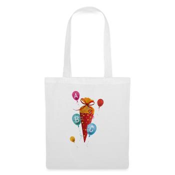 Schultüte mit Luftballons ABC - Stoffbeutel - Weiß - Vorne
