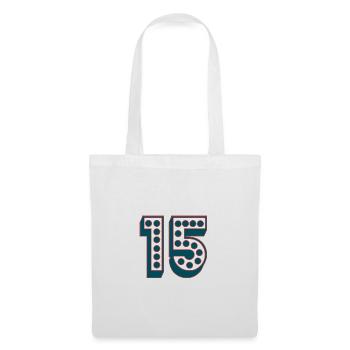 15. 15 ANS. 15e ANNIVERSAIRE. ANNIVERSAIRE 15 ANS. - Sac en tissu - blanc - Devant