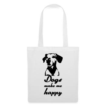 Dogs make me happy - Hunde, Sprüche, Geschenk - Stoffbeutel - Weiß - Vorne