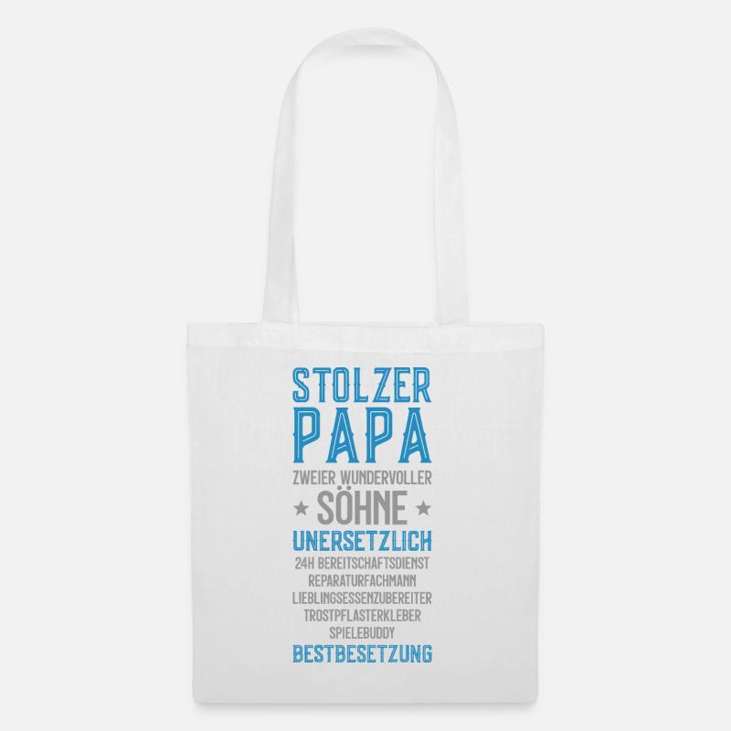 STOLZER PAPA 2 SÖHNE VATERTAG - Stoffbeutel - Weiß