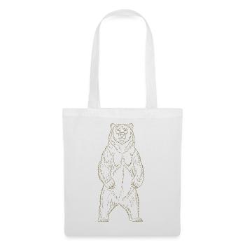 Minimalistische Bär Silhouette Freiheit Nationalpa - Stoffbeutel - Weiß - Vorne