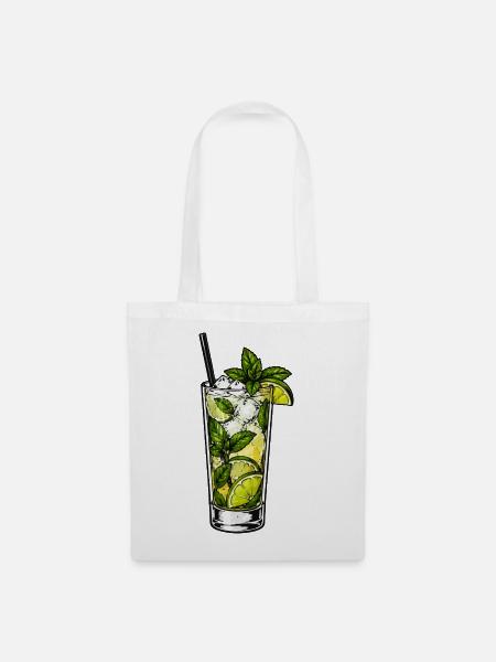 Mintlimetten Mojito Glas - Stoffbeutel - Weiß