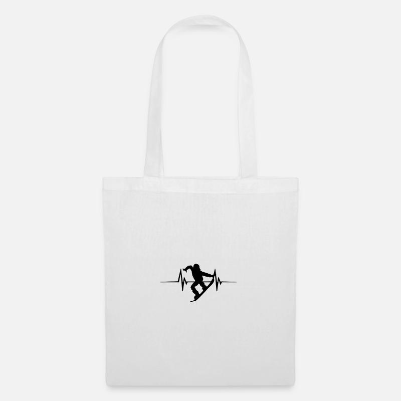 Snowboard Heartbeat – ECG Line - Tote Bag - white