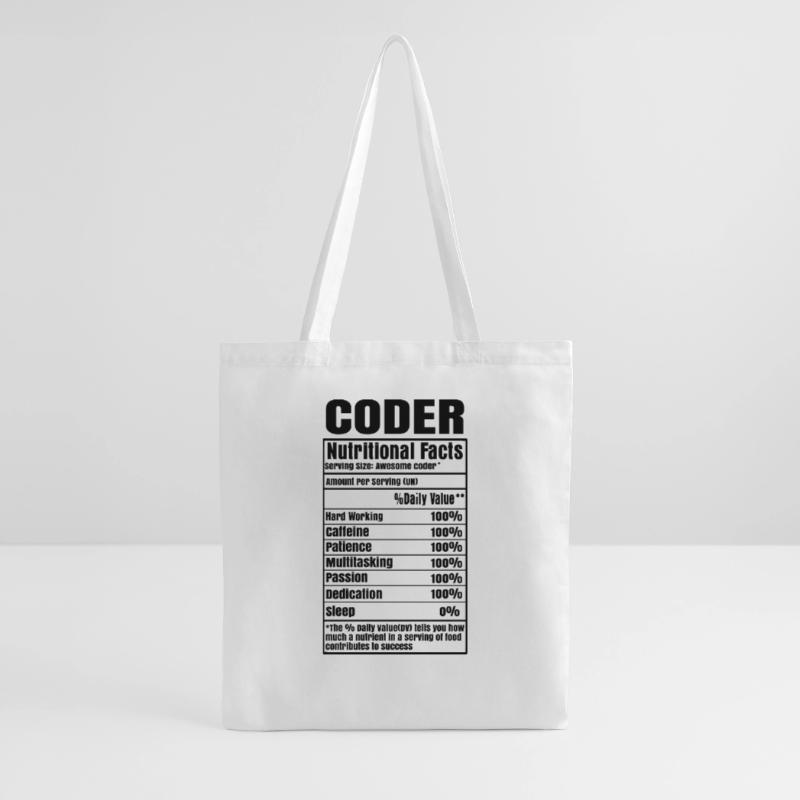 Coder Nutritional Facts Coder Programmer Computer Stoffbeutel