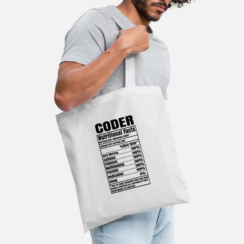 Coder Nutritional Facts Coder Programmer Computer Stoffbeutel
