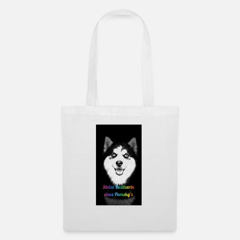 Stolze Besitzerin eines Pomsky`s - Stoffbeutel - Weiß