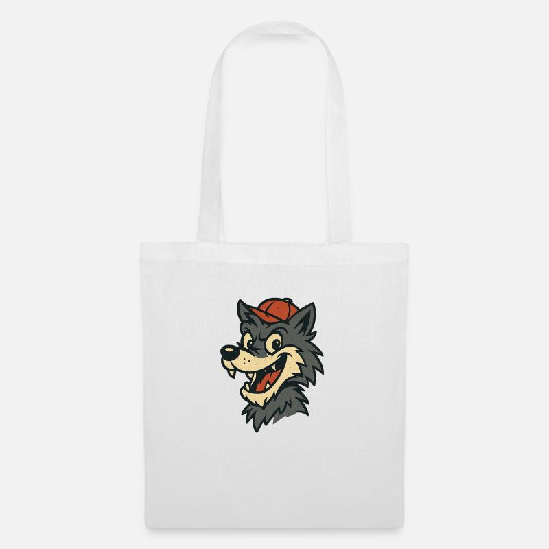 Wolf mit Hut - Stoffbeutel - Weiß