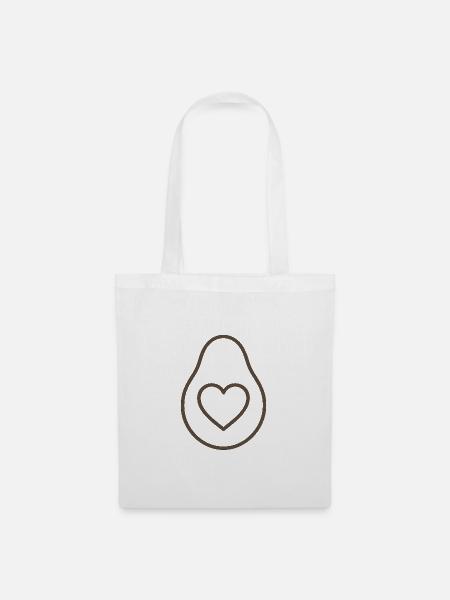 Avocado Love – Minimalistisches Herz-Design - Stoffbeutel - Weiß