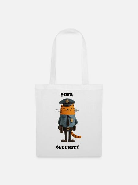 Sofa Security - witzige Katzen Illustration - Stoffbeutel - Weiß
