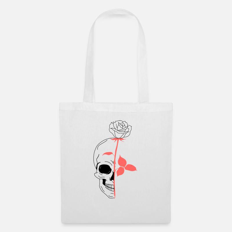Rosa Totenkopf Totenkopf - Stoffbeutel - Weiß