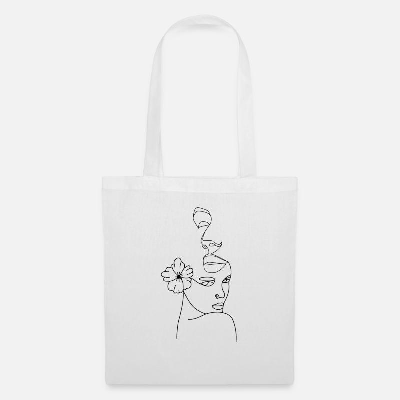 Visage line abstract - Sac en tissu - blanc
