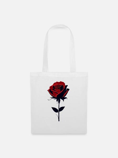Rote Rose - Stoffbeutel - Weiß