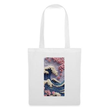 Relief de la fleur de cerisier des vagues - Sac en tissu - blanc - Devant