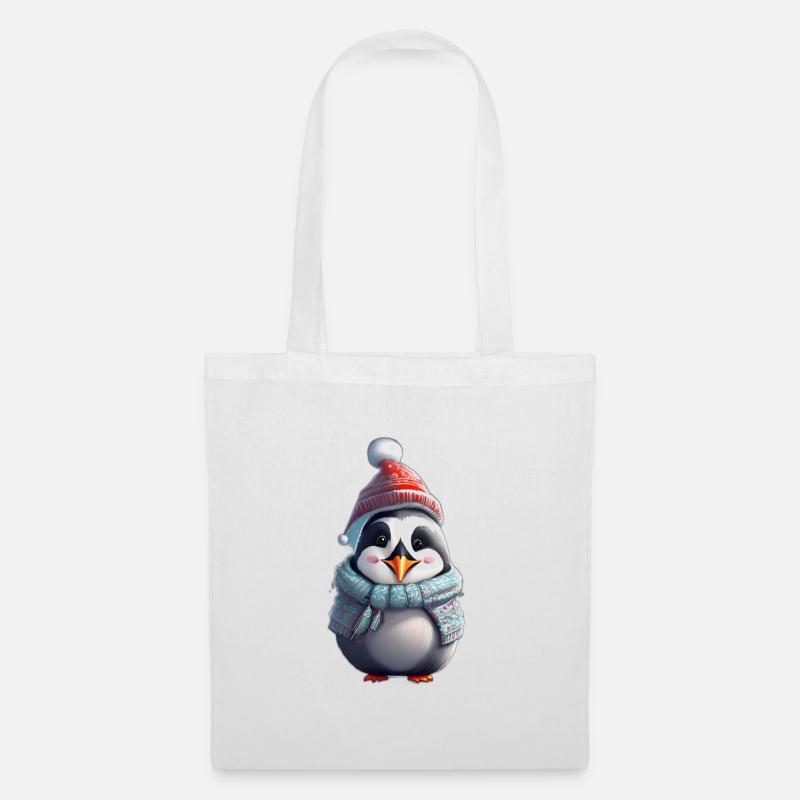 Festlicher Pinguin-Feiertag - Stoffbeutel - Weiß