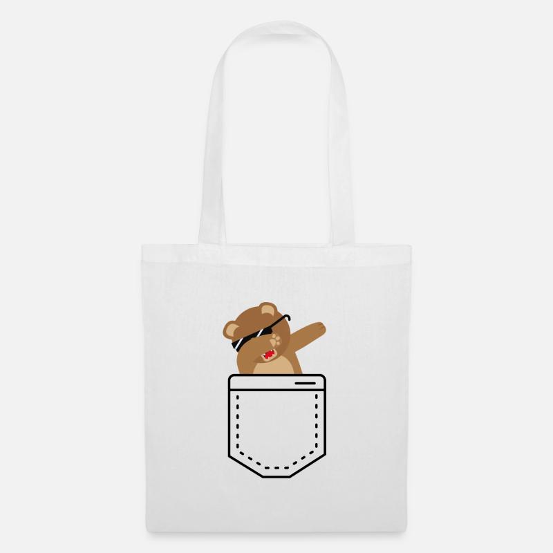 Dabbing Bär in der Tasche - Stoffbeutel - Weiß