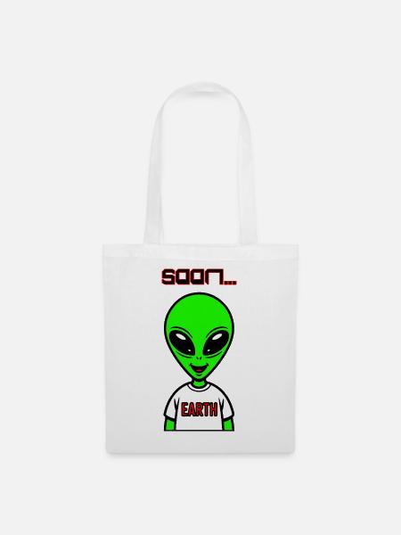 Grünes Alien  - Stoffbeutel - Weiß