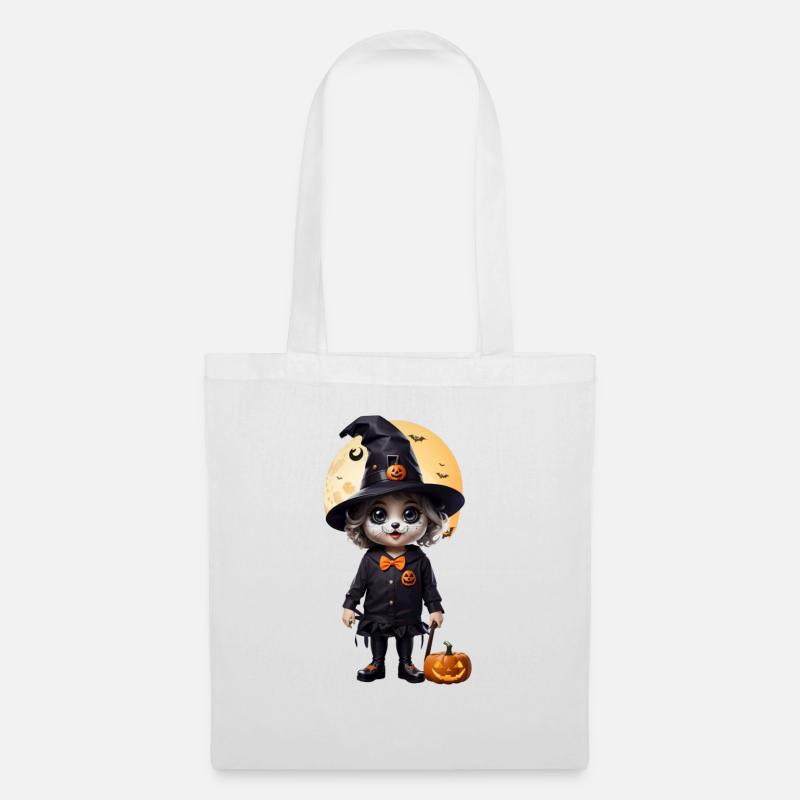 Halloween Katzenfrau - Stoffbeutel - Weiß