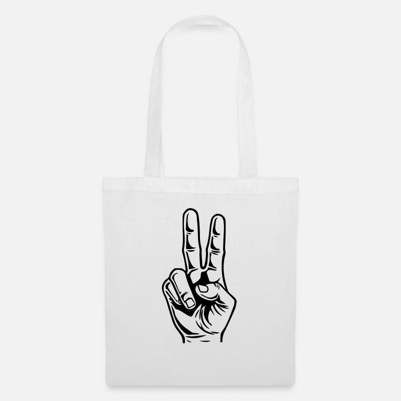 Peace Hand – Einfaches Zeichen, starke Botschaft - Stoffbeutel - Weiß