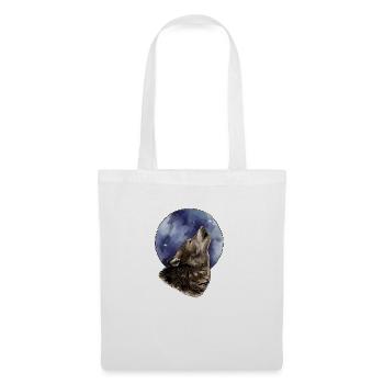 Wolf und Mond - Stoffbeutel - Weiß - Vorne