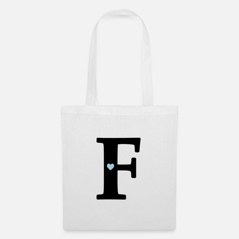 Buchstabe F Anfangsbuchstabe - Stoffbeutel - Weiß