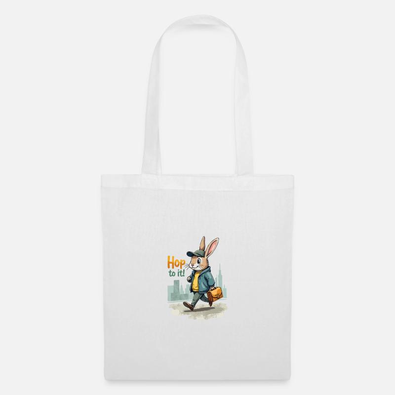 Stylish Walking Bunny Art - Stoffbeutel - Weiß