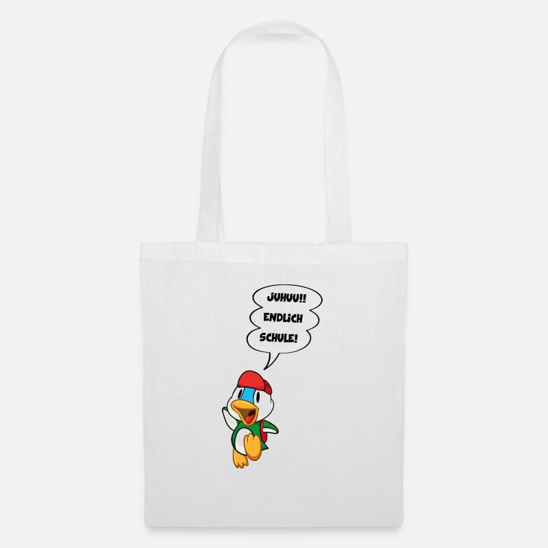 Cartoon Ente endlich Schule, Kindergarten DD - Stoffbeutel - Weiß