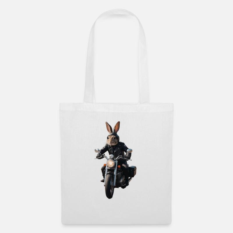 Biker Hase - Stoffbeutel - Weiß