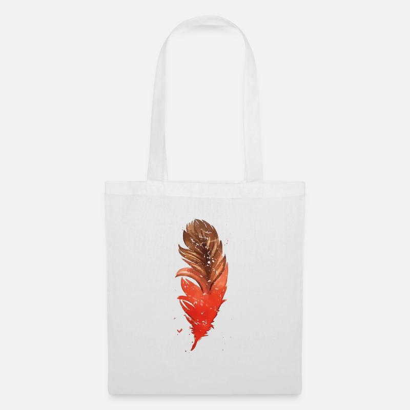 Feder - Stoffbeutel - Weiß