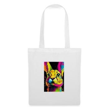 Bunter Hasenkopf  Pop-Art - Stoffbeutel - Weiß - Vorne