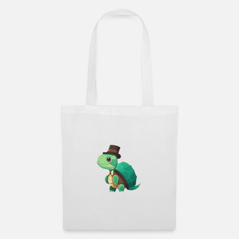 Turtle with top hat - Tote Bag - white